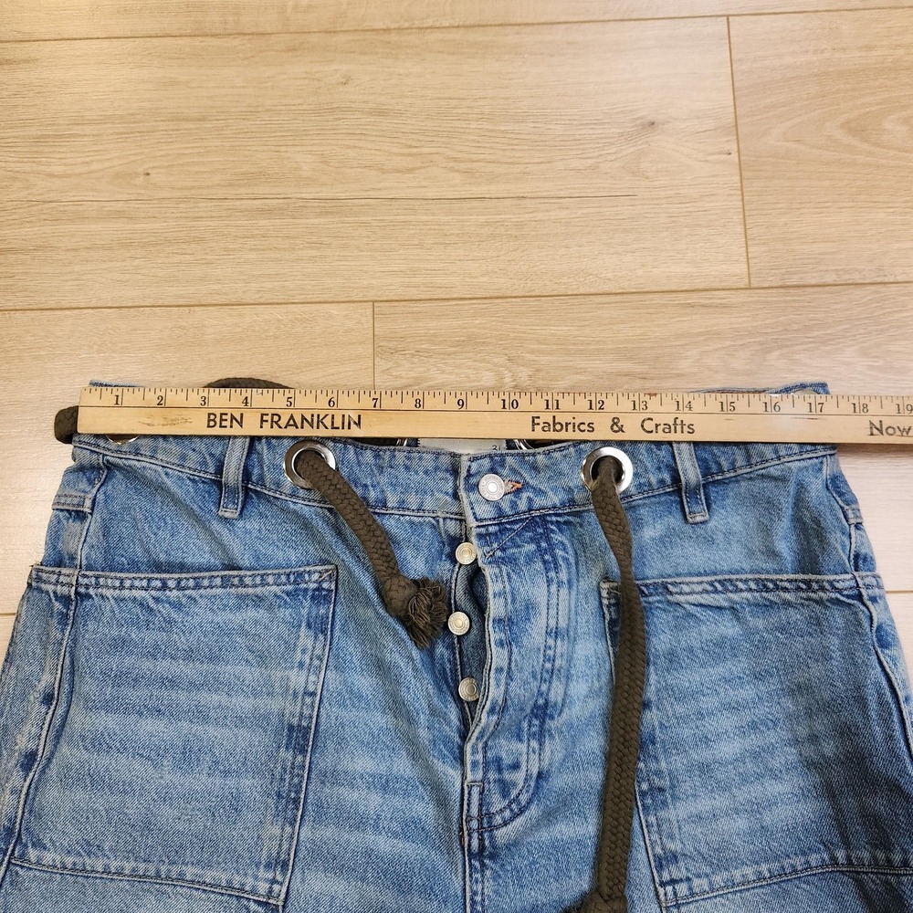We The Free Moxie Barrel Jeans Womens 31 Blue High Rise Patchwork Wide Leg - Picture 6 of 10